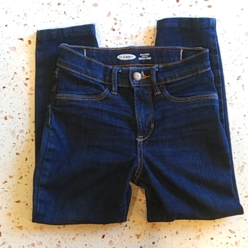Old Navy | Dark Stretch Denim Ballerina Jeggings Zipper Front | 10